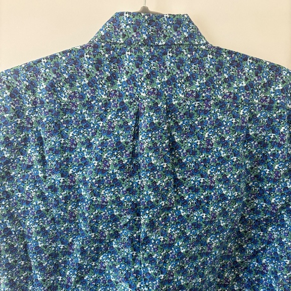J. Crew Button Down Poplin S/S Shirt Men's Medium Blue Floral Secret Wash Summer - Picture 8 of 11